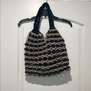 Stylish Black and Tan Woven Bag